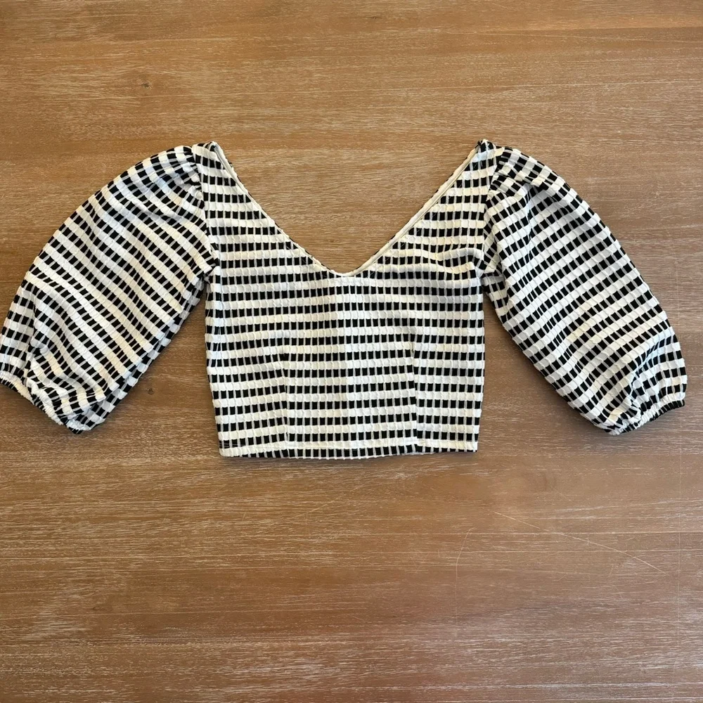 Zara Crop Checkered Women's Top